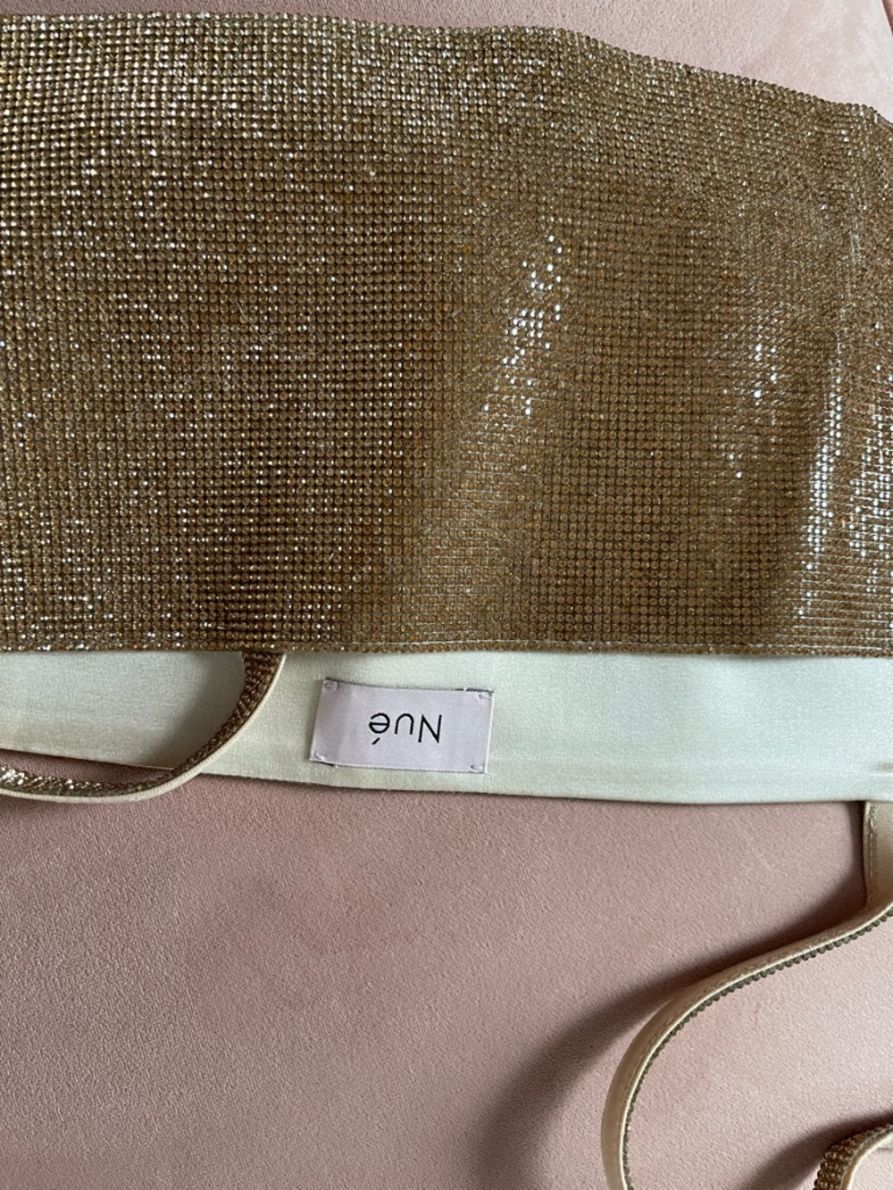 Nué Gold Sequin Strap Crop Top - Sparkle Evening Tank - Picture 3 of 4